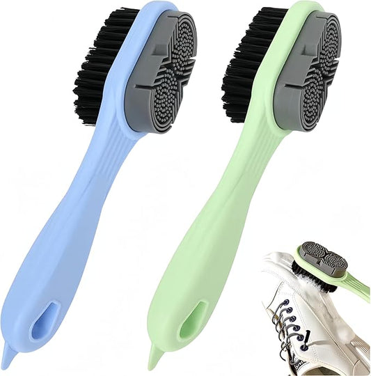 Cleaning Shoe Brushes Double-Sided Shoe Brush for Cleaning Soft bristled Silicone Brush Shoe Cleaner Brush Shoe Scrubbing Brush Multifunctional Long Handle Shoe Brush Scrub-2 Pack