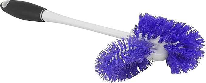 Toilet Brush and Holder Set with Under Rim Cleaner – Compact Bathroom Cleaning Brush with Stiff Bristles and Hygienic Plastic Stand – Deep Cleaning Toilet Bowl Brush System
