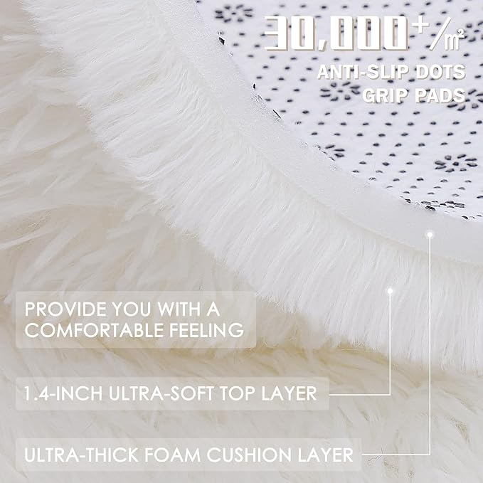 OLANLY 3x12 Machine Washable Runner Rugs for Hallway, Soft Fluffy Shaggy Bedside Rugs for Bedroom, Living Room, Indoor Floor Carpet for Kids Girls and Boys, Nursery Rooms, Home Decor Aesthetic, Ivory