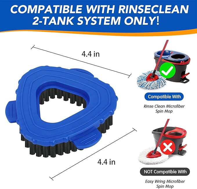 Scrub Brush Head for RinseClean 2-Tank System, Hard Bristle Spin Mop Scrub Brush Attachment for Bathroom, Kitchen, Tile & Floor Cleaning, 2 Pack