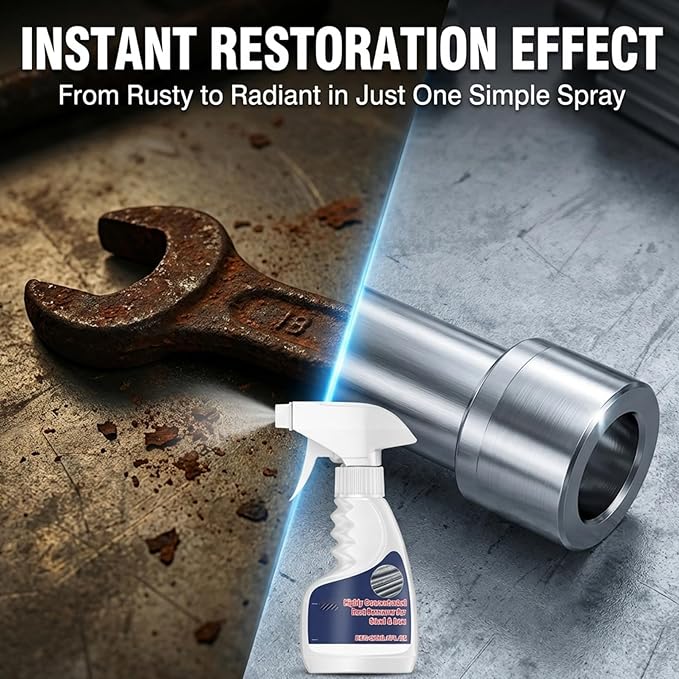 Rust Remover Spray for Metal: Highly Concentrated Rust Remover for Steel Copper Stainless Steel - Heavy Duty Rust Remover Spray No Scrubbing, Fast Acting Rust Stain Remover (1 pcs)