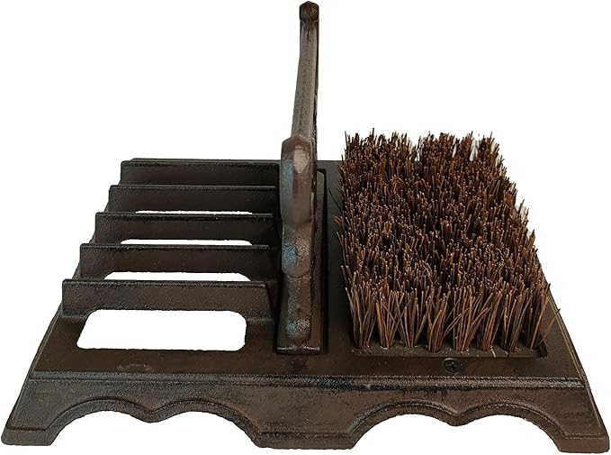 Outdoor Farmhouse Garden Entryway Heavy Duty Multifunctional Rustic Cast Iron Boot Scraper Shoe Cleaning Shoe Bruh with Bristle