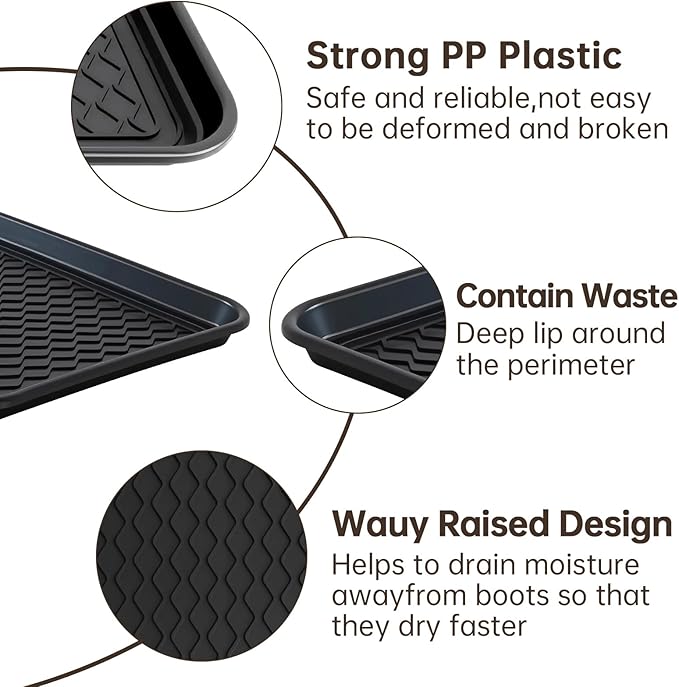 Boot Tray for Entryway, 9 Pack Waterproof Shoe Trays for Indoor Outdoor Use 20"x15" Durable Shoe Mat with Raised Edge, Non-Slip Tray for Boots, Pets, Garden & Muddy Shoes