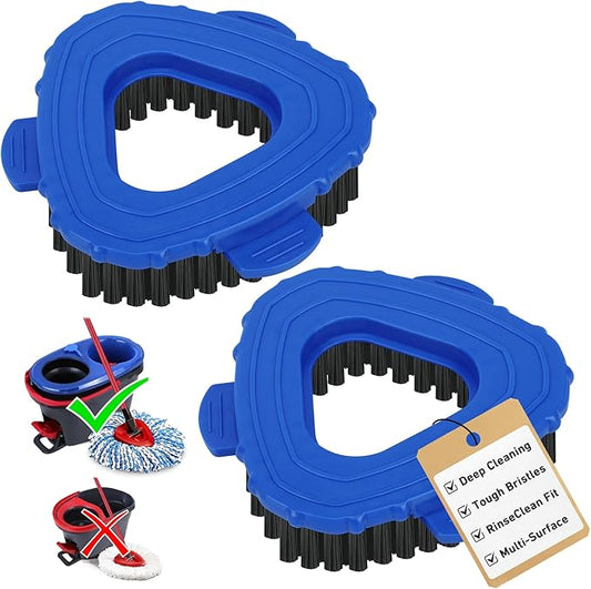 Scrub Brush Head for RinseClean 2-Tank System, Hard Bristle Spin Mop Scrub Brush Attachment for Bathroom, Kitchen, Tile & Floor Cleaning, 2 Pack