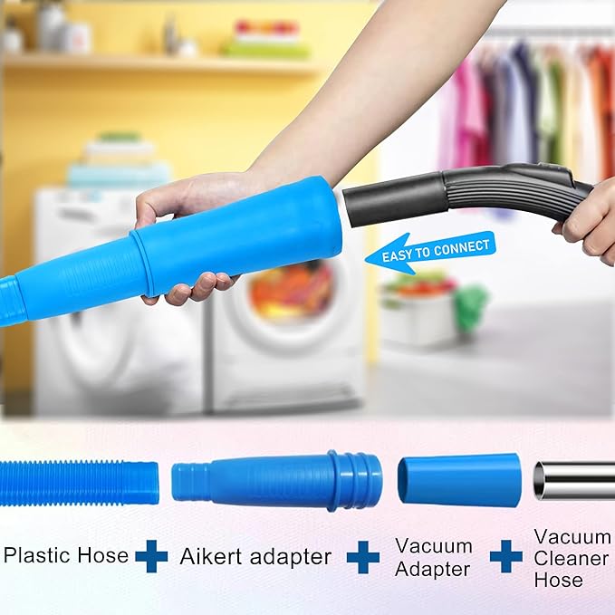 Dryer Vent Cleaner Kit Vacuum Attachment Hose and Dryer Lint Brush Vent Trap Cleaner for Cleaning Dryer Lint Remover/Blue