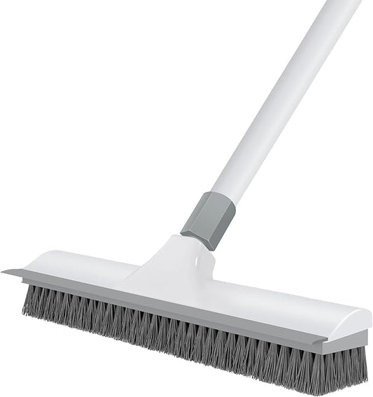 Yolaist Floor Scrub Brush with 60 inch Long Handle, 2 in 1 Heavy Duty Stiff Bristle Floor Scrubber Brush and Scraper for Cleaning Shower, Tile, Bathroom, Kitchen, Deck, Garage, Patio