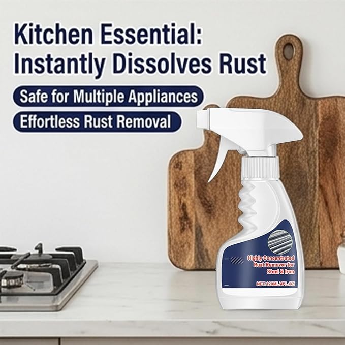 RAINPOT Rust Remover Spray for Metal, Highly Concentrated Steel Rust Remover Heavy Duty Metal Cleaner, Fast-Acting Rust Stain Remover for Automotive Parts Tools Stainless Steel (5 PCS)