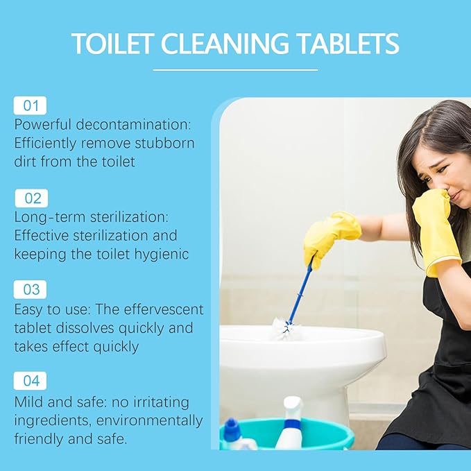 Toilet Cleaning Tablets, 16 Pieces, 3-Year Shelf Life, Foam Action Stain Remover