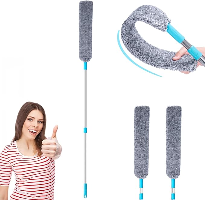Retractable Gap Dust Cleaning Artifact, Flat Duster, Retractable Microfiber Dust Brush Gap Mop for Cleaning (1 mop +2 Cloth)
