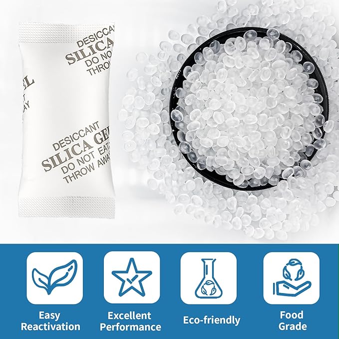 MakMeFre 10Gram(50Packets) Food Grade Moisture Absorbers Silica Gel Packs Desiccant for Moisture Storage Control