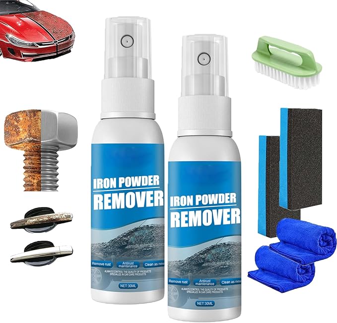 Multi Purpose Rust Remover Spray, Iron Powder Remover, Rust Removal Spray, Instant Remover Spray, Iron Out Rust Stain Remover, Car Rust Removal Spray (2pcs, 30ml)