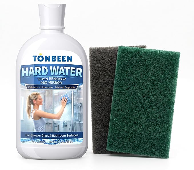 Hard Water Stain Remover for Stubborn Hard Water Buildup – Calcium & Limescale Cleaner for Shower Doors, Bathroom Glass & Tiles, 500 ml