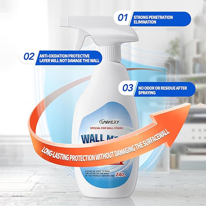 LANWEXY-Highly Effective Removal Spray,Wall Cleaner Spray-Bathroom Foam Cleaner for Shower,Wall,Ceiling,Wood,Kitchens,Tile,Killer with Prevention Inhibitor-1 bottle