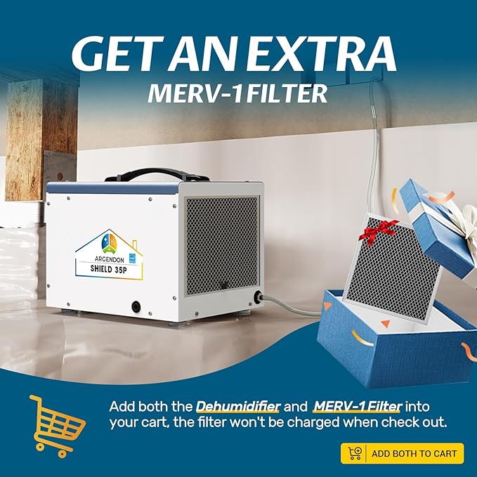 ARGENDON Crawlspace Dehumidifier with Pump, 70 Pint Commercial Dehumidifier for Basement with Drain Hose, Auto Defrost, Memory Starting, Compact, GLGR, Up to 1000 Sq Ft, 5 Years Limited Warranty
