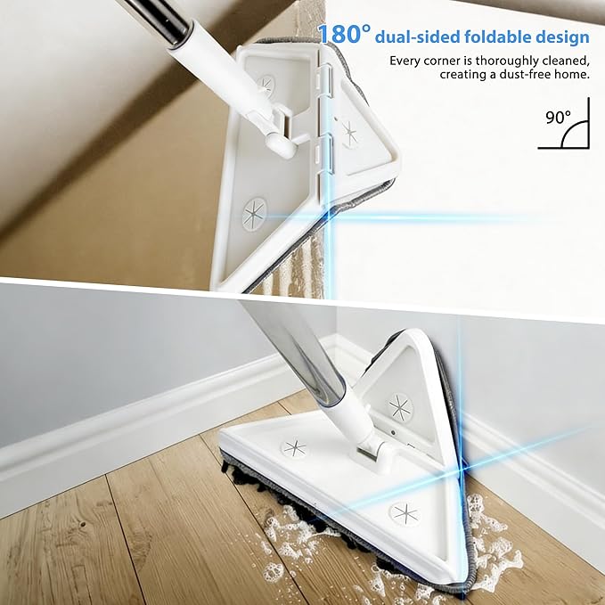 Wall Cleaner Mop with 80" Long Handle.3-in-1 Ceiling Cleaning Tool Duster with 180° Foldable & 360° Rotating Head. Includes 6 Washable Pads for Walls, Baseboards, Windows & Floors. No Ladder Needed.