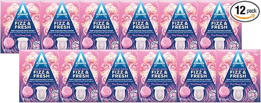 Astonish Special Aromatic Edition Toilet Bowl Fizz & Fresh Deep Cleaning Foam Action Tabs, Pink Peony Fresh Scent, 8 Tablets, 12 pack