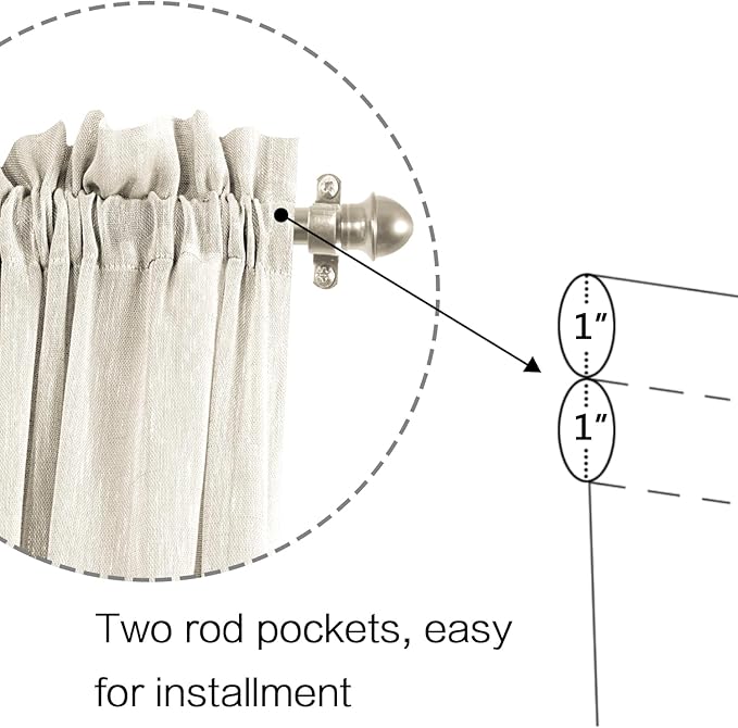 H.VERSAILTEX Linen French Door Curtains Semi Sheer Light Reducing Privacy Doors Window Cover with Tieback | Rod Pocket 1 Panel Door Shades for Glass Living Room Doorways,25" W x 40" L,Ivory