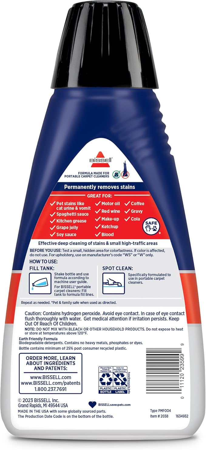 Bissell Professional Spot and Stain + Oxy Portable Machine Formula, 32 oz, Single, 32 Fl Oz