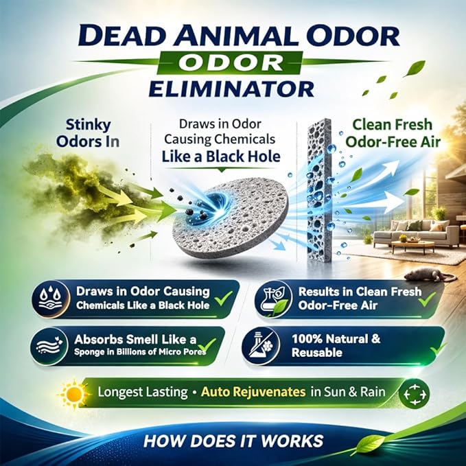 Animal Odor Eliminator for Strong Odor Remover, Dead Animal Smell Eliminator- Safe Indoor & Outdoor Use, Natural Odor Remover, Fresh & Effective