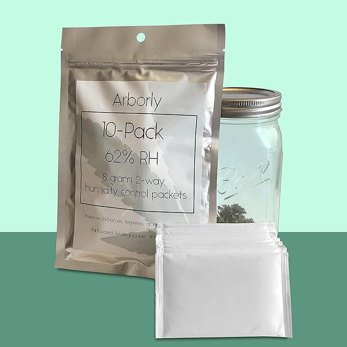 62-Percent Humidity Control Packs - 8 Gram - 10 Pack - All-Natural 2-Way Humidity Control Packets Keep Flower, Herbs Fresh
