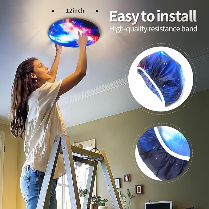 12" Ceiling Light Cover, 1 Pcs Flush Mount Light Fixture Cover, Fabric Ceiling Light Fixture Cover, Light Filters (Nebula)