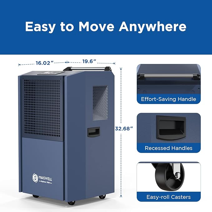 305 Pint Commercial Dehumidifier for Industrial Sites, Commercial-Grade Dehumidifiers with Drain Hose for Large Spaces Basements, Warehouse, Flood Water Damage Restoration