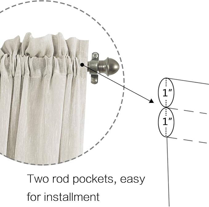 H.VERSAILTEX Linen French Door Curtains Privacy Light Reducing Door Curtain with Tieback Rod Pocket Curtain 1 Panel for Glass Door Feature Open Weave Textured Linen
