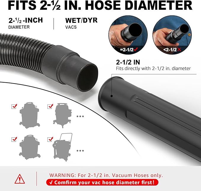 Sealegend Gutter Cleaning Tools for 2-1/2 in. Wet/Dry Vacuum Cleaner, Shop Vacuum Hose Attachments for Cleaning or Blowing Debris from Gutters, 2-1/2 in. Upgrade Lockout Design Shop Vac Accessories