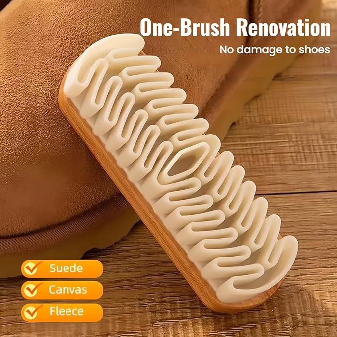Suede Shoe Brush and Eraser, 2025 New Suede Brush and Eraser, Soft Suede Shoe Brush Cleaner, Suede Cleaning Brush for Shoes, Bags, Jacket, Purse, Sofa with Wooden Handle, Stain Eraser (1pcs)