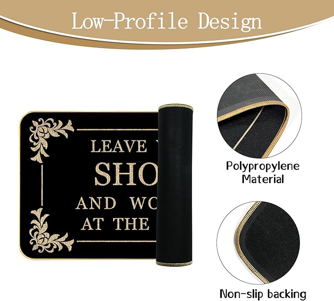 Funny Welcome Doormat for Entryway Leave Your Shoes and Worries at The Door Mats for Front Door with Rubber Backing Doormat Entrance Indoor and Outdoor Personalized Mats Anti-Slip Gift Mat 29 x 17 in