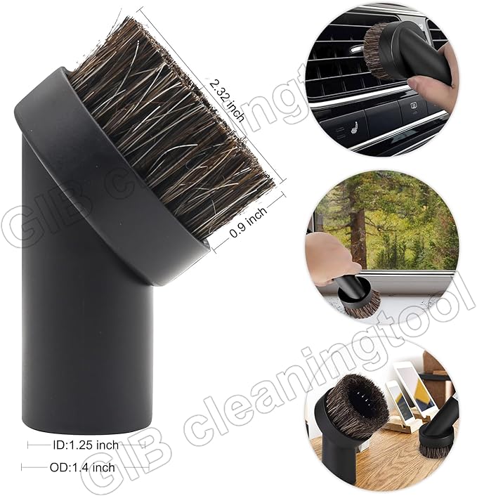 Vacuum Attachments Set with Vacuum Floor Brush, 2 Horse Hair Vacuum Attachment and Universal Vacuum Hose Adapter Fit for Shop Vac Accessories with 1", 1 1/4'', 1 3/8'', 1 1/2'', 1 7/8" Diameter