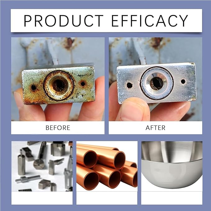 120ml Rust Remover for Metal, Heavy Duty Highly Concentrated Steel Rust Remover, Fast Acting Rust Stain Remover for Tools, Stainless Steel, Automotive Parts & Iron Surfaces (1 Set)