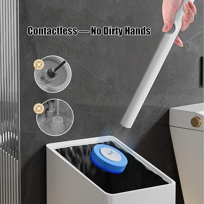 No-Touch Disposable Toilet Scrubber Set,Toilet Brush with Self-Cleaning Disposable Pads,360° Deep Clean,Wall-Mounted Design,for Bathroom & Toilet (Black, 32 pc)