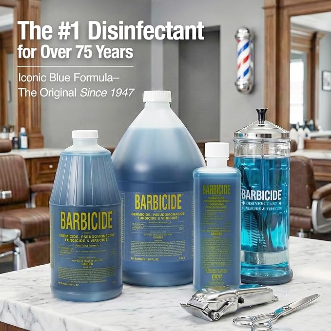 BARBICIDE Disinfectant Concentrate – Pint 16 Fl Oz (2 Pack) | EPA-Registered, Hospital-Grade Germicide for Salons & Barbershops | Anti-Rust Solution for Shears, Combs & Professional Tools