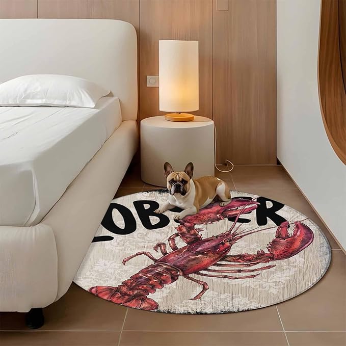 Nautical Ocean Wood Texture Round Rug 3.3 Ft, Samll Area Rugs Washable Non Slip Indoor Floor Mats Circle Carpet for Living Room Bedroom Dining Room Home