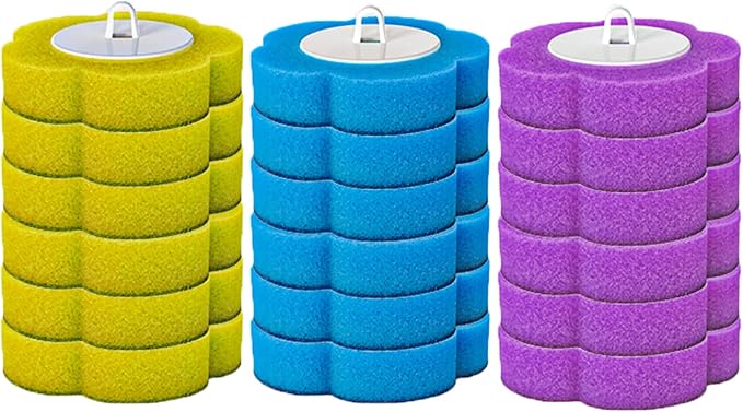 Disposable Toilet Brush and Holder Kit, Wall-Mounted Toilet Cleaning System with 18Pcs Pre-Soaked Cleaner Refills for Bathroom Deep Cleaning (Replacement Head - Tri Color -18Pcs)