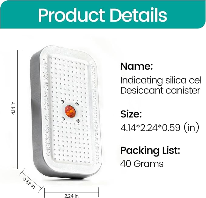 Wisesorb 40 Gram Pack of 3 Silica Gel Canister, Gun Safe Dehumidifiers (Orange to Green), Reusable Desiccant Moisture Absorber for Car, Closet