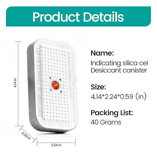 Wisesorb 240g×2 Packs Rechargeable Silica Gel Desiccant Packs with Clean Window, Color Indicating (Orange to Green) Reusable Moisture Absorbers for Storage, Closet, 3D Filaments, Electronics, Camera