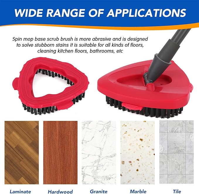 2 Pack Scrub Brush Head for EasyWring 1-Tank System, Hard Bristle Spin Mop Scrub Brush Attachment for Tile, Bathroom, Kitchen, Deck & Floor Cleaning