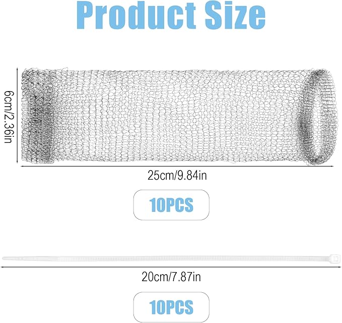 10 Pcs Lint Traps for Washing Machine Hose Stainless Steel Washing Machine Drain Hose Filter with 10 Cable Ties Mesh Laundry Drain Lint Catcher for Filter Out Cotton Fluff Paper Scraps Hair Etc