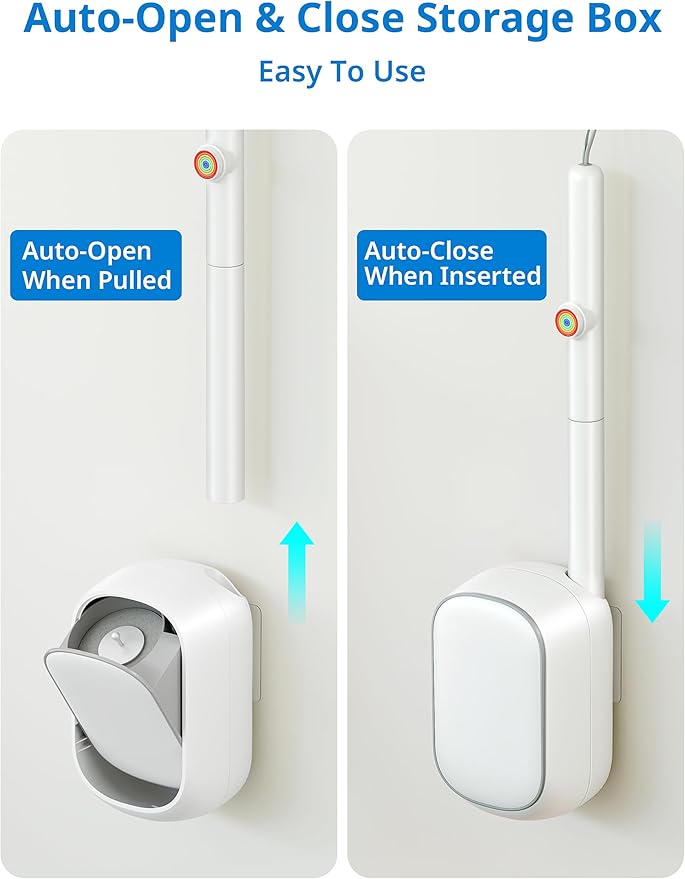 Disposable Toilet Cleaner Wand and Holder Set, Wall Mounted Toilet Bowl Brush Kit with 12 Refill Heads, Hygienic Toilet Cleaning System for Bathroom and RV