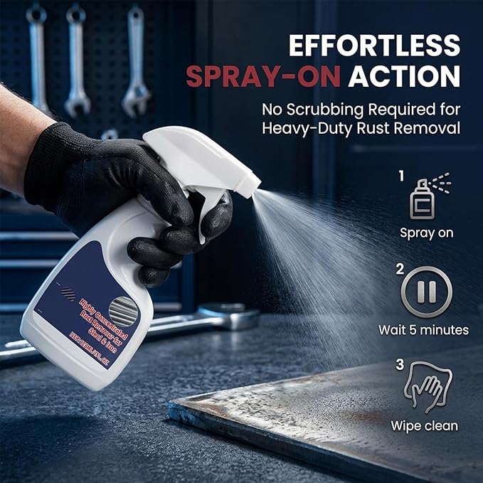Rust Remover Spray for Metal: Highly Concentrated Rust Remover for Steel Copper Stainless Steel - Heavy Duty Rust Remover Spray No Scrubbing, Fast Acting Rust Stain Remover (1 pcs)