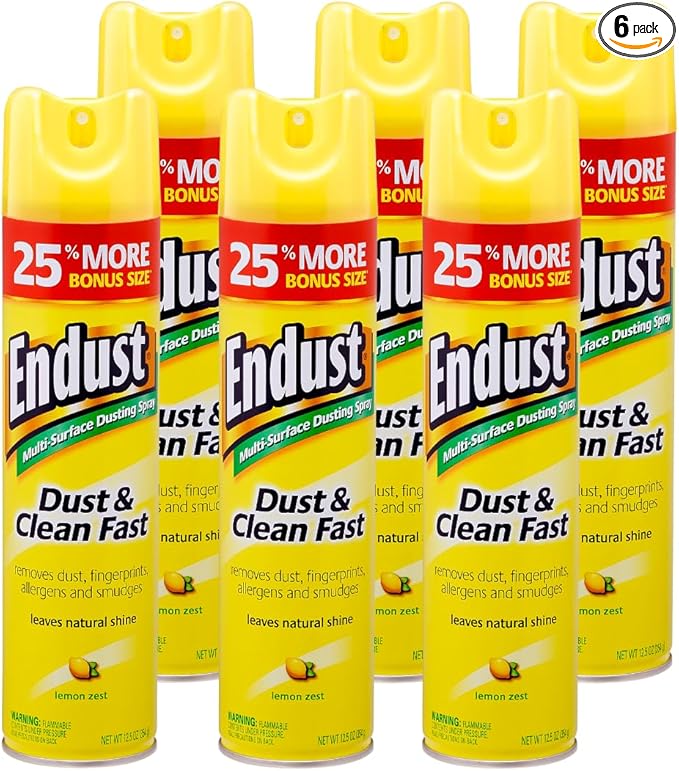 Endust Lemon Zest Multi-Surface Dusting and Cleaning Spray, Lemon Zest, 6-Pack