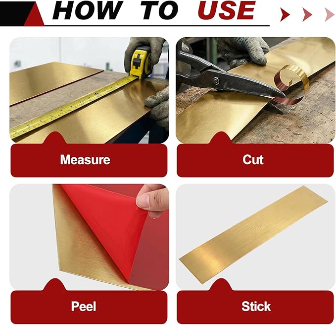 3 Pack 8 x 34 Inch Stainless Steel Kick Plate for Protection Decoration DIY Self Adhesive Metal Kick Plates for Interior or Exterior Wall Kitchen Cupboard Dishwasher(Gold)