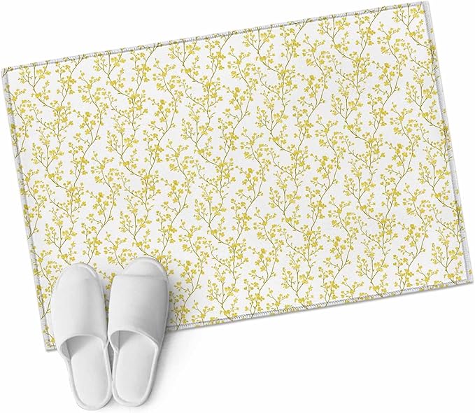 Flowers Entryway Rug 2'x3', Branches Small Area Rug Non-Slip Front Door Mat Washable Floor Carpet for Indoor Entrance Kitchen Bathroom