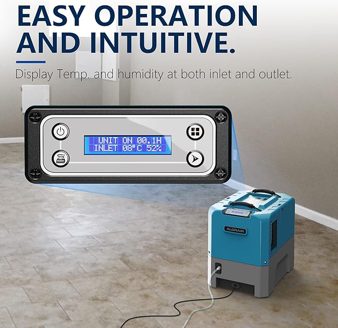 ALORAIR 180 PPD Commercial Dehumidifiers with Smart WiFi, Crawl Space Basement dehumidifier with Pump, Industry Water Damage Unit, Compact, Portable, Memory Starting, (Pack of 4) Blue