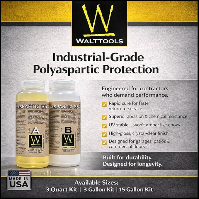 Polyaspartic 85 | High-Gloss, Protective, Polyaspartic Concrete Coating (3 Quart Kit)