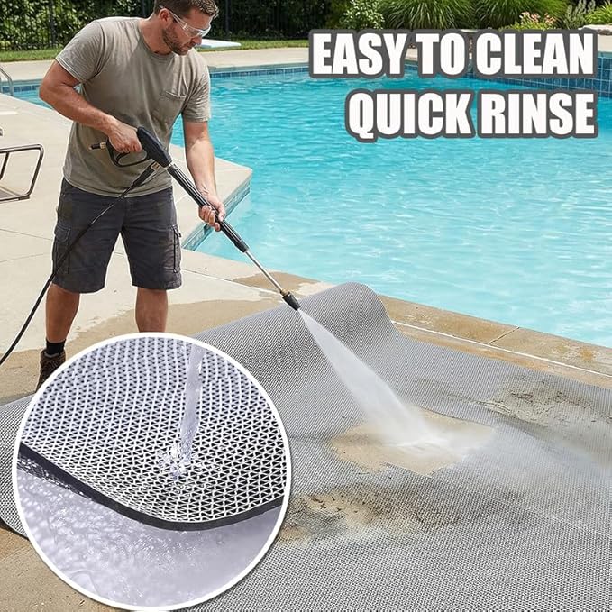 Non Slip Drainage Mats PVC Pool Floor Mat 0.23'' Thick Outdoor Indoor Parking Space Mat for Bathroom Garage Basement Backyard Commercial Kitchen 3x5Ft, Grey