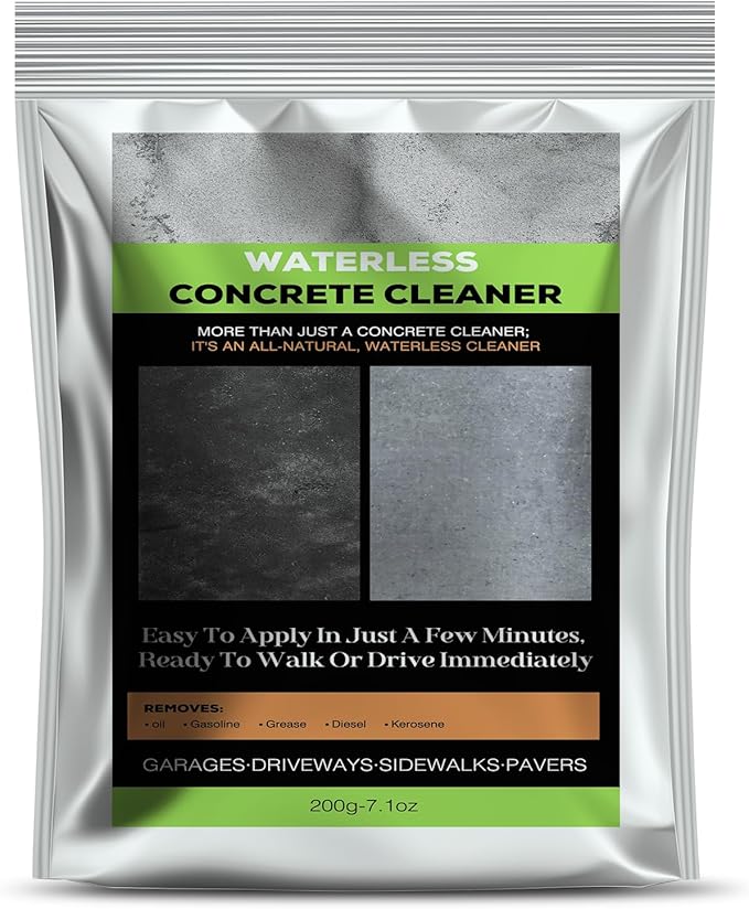 Concrete Oil Stain Remover (7.1 OZ) – Waterless Oil Stain Cleaner for Concrete – for Driveway, Garage, Basement, and Walkway Surfaces – Up to 20 sq. ft.