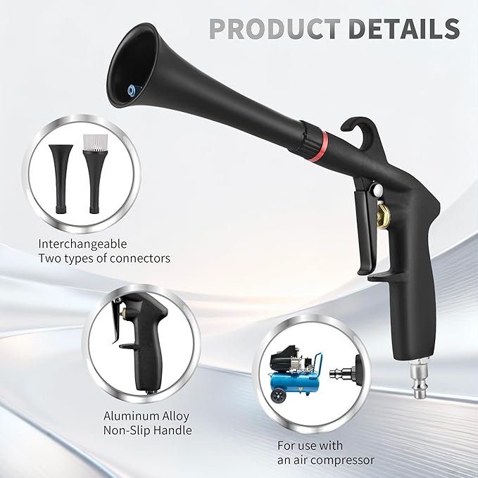 car Cleaning air Blow Gun Compressor Tools Accessories auto Detailing Supplies Interior attachments blowguns 4-Piece kit Set - Uses Air Compressor - Blasts Dust, Dirt & Grime Fast